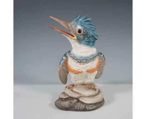 A finely crafted porcelain figurine of a hedgling kingfisher by Boehm, celebrated for its exceptional wildlife sculptures. Th