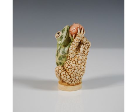 This intricately crafted Harmony Kingdom Treasure Jest figurine, titled Jump Shot, features two detailed frogs engaged in an 