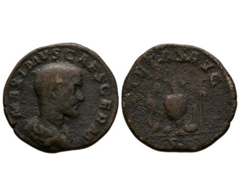 236-237 AD. Rome mint. Obv: MAXIMVS CAES GERM legend with bare-headed, draped, cuirassed bust right. Rev: PIETAS AVG legend a