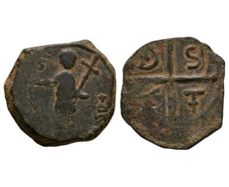 1104-1112 AD. As regent, third type. Obv: St Peter standing with cross-headed staff and S PET[ ] legend. Rev: cross with in Ð