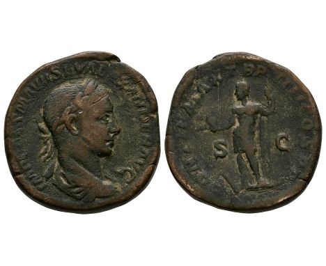 225 AD. Rome mint. Obv: IMP CAES M AVR SEV ALEXANDER AVG legend with laureate and draped bust right. Rev: PONTIF MAX TR P III