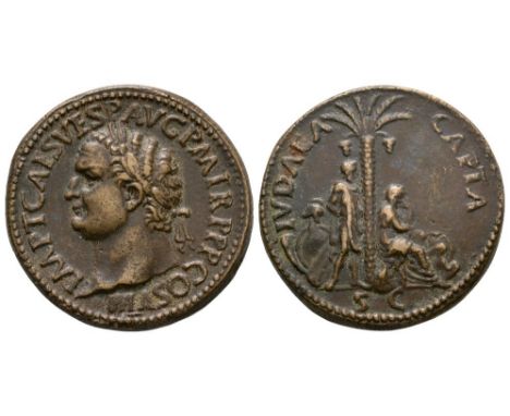 19th century. Obv: IMP T CAES VESP AVG P M TR P P P COS VIII legend with laureate head left. Rev: IVDAEA CAPTA legend with Ju