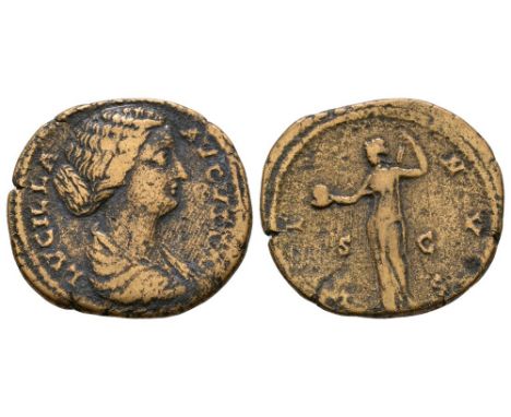 164 AD. Rome mint. Obv: LVCILLA AVGVSTA legend with draped bust right. Rev: VENVS legend around with S-C across fields with V