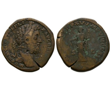 190 AD. Rome mint. Obv: M COMMOD ANT P FELIX AVG BRIT P P legend with laureate head right. Rev: LIB AVG PM TR P XV IMP VIII C