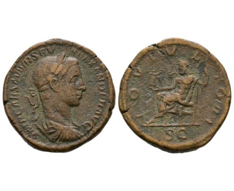 222-231 AD. Rome mint. Obv: IMP CAES M AVR SEV ALEXANDER AVG legend with laureate, draped bust right. Rev: IOVI VLTORI legend