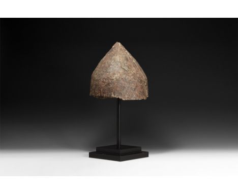 11th century AD.   A four plate iron helmet, constructed of triangular sections, skillfully made to accommodate the curvature