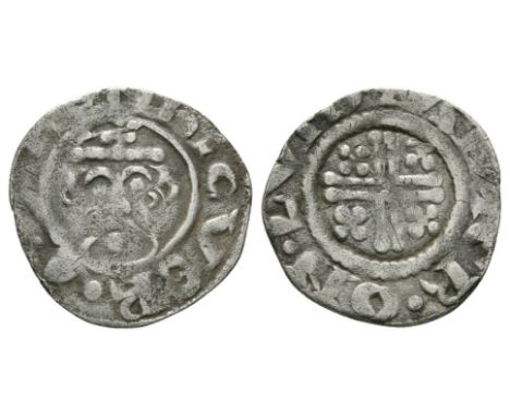 1194-1199 AD. Class 4a. Obv: facing bust with sceptre and HENRICVS REX legend. Rev: short voided cross and quatrefoils with +