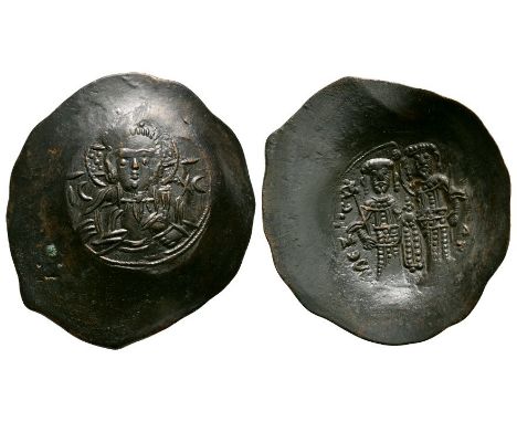 1195-1203 AD. Constantinople mint. Obv: IC-XC to left and right of bust of Christ facing, right hand raised, holding scroll i