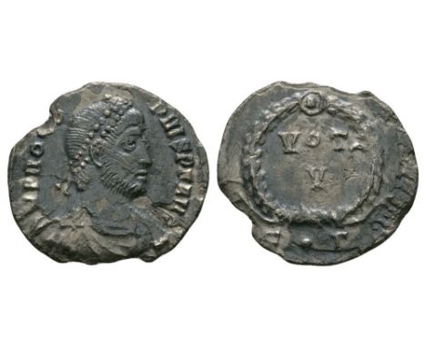 364-367 AD. Constantinople mint. Obv: DN PROCO-PIVS PF AVG legend with pearl-diademed, draped and cuirassed bust right. Rev: 