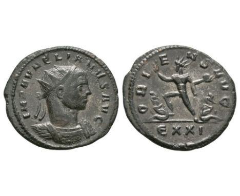 274 AD. Rome mint. Obv: IMP AVRELIANVS AVG radiate and draped bust right. Rev: ORIENS AVG legend with Sol advancing left betw