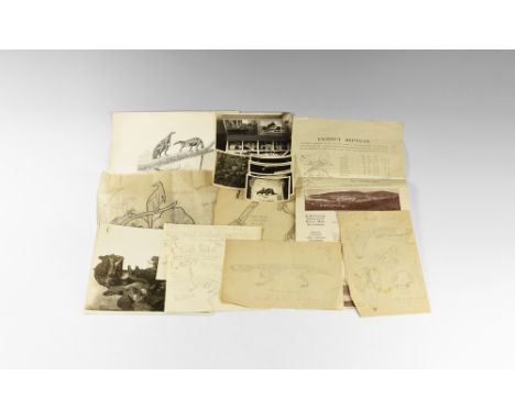 1925.   A mixed group of documents relating to the work of Vernon Edwards comprising: a skeletal sketch on the reverse of a N