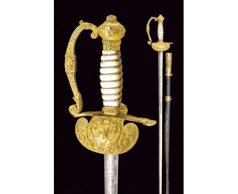 A staff officers small sword dating: second quarter of the 19th Century provenance: Kingdom of the Two Sicilies Straight, dou