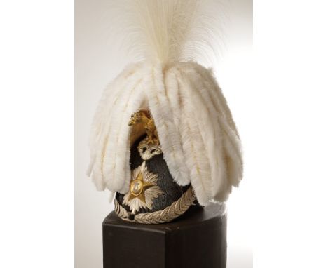 A very fine generals helmet in case dating: circa 1900 provenance: Kingdom of Italy Metallic skull with black, seal-fur cover