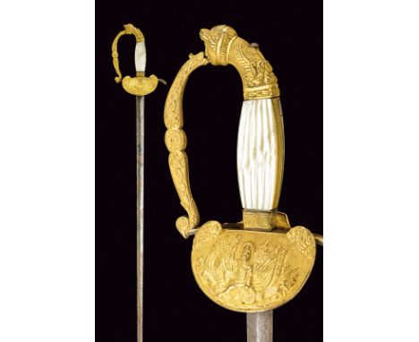 A civil servant's small sword dating: third quarter of the 19th Century provenance: Kingdom of the Two Sicilies Straight, dou