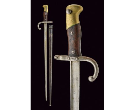 A bayonet dating: last quarter of the 19th Century provenance: Austria Straight, "T"-back blade marked "Waffenfabrik Steyr 18