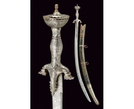 A pulouar dating: first quarter of the 19th Century provenance: India Interesting, curved, single-edged blade with deep raise