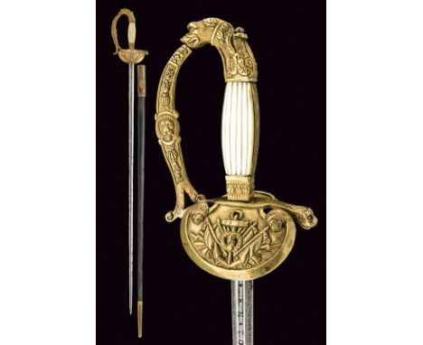 A navy small sword for engineer officers or political leader dating: mid-19th Century provenance: Kingdom of the Two Sicilies