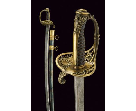 A navy officer's sabre dating: 19th Century provenance: France Slightly-curved, single-and false-edged blade with thin fuller