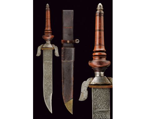 A plug bayonet dating: 19th Century provenance: Spain Straight, single-and false-edged blade, finely engraved with racemes on