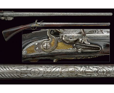 A very rare flintlock gun by Giovanni Maria Loggia dating: first quarter of the 18th Century provenance: Brescia Extraordinar