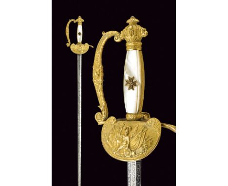 A small sword of the Order of Malta dating: mid-19th Century provenance: Naples Straight, double-edged blade, engraved with f