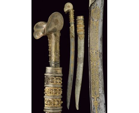 A big yatagan dating: 19th Century provenance: Ottoman Empire Typical, single-edged blade with thin groove at the back, decor