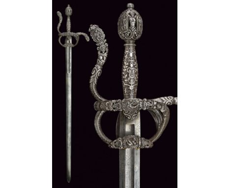A superb museum quality rapier in 16th Century style dating: 19th Century provenance: Germany Wide, straight, double-edged bl