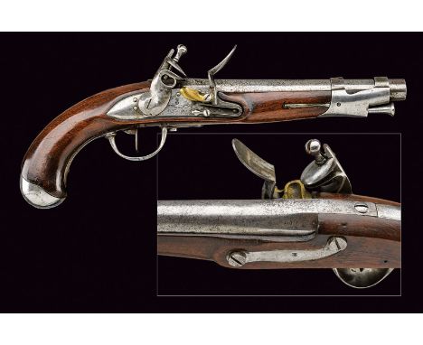 A flintlock cavalry pistol dating: first quarter of the 19th Century provenance: Piedmont Round, smooth, 17 mm cal. barrel wi