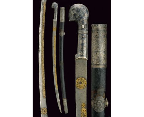 An important shasqua with 16th Century blade dating: 16th Century provenance: Caucasia Slightly curved, single-edged blade wi
