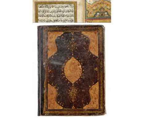 A Quran prayer book dating: circa 1800 provenance: Indopersia With handwritten pages, the first one painted in gold and polyc