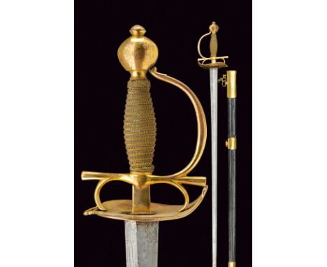 An infantry officers sword 1775-1805 dating: last quarter of the 18th Century provenance: Naples Straight, double-edged blade