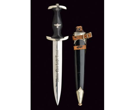 A 1933 model SS dagger dating: 20th Century provenance: Germany Straight, double-edged blade ribbed at the centre, with the m