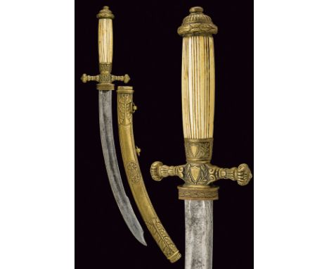 A rare English style medical navy dagger, Murat epoch dating: circa 1800 provenance: Naples Curved, single-and false-edged bl