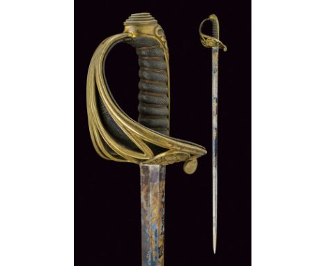 An fine officers sword dating: 19th Century provenance: Europe Fine, straight, double-edged blade of lenticular section, groo