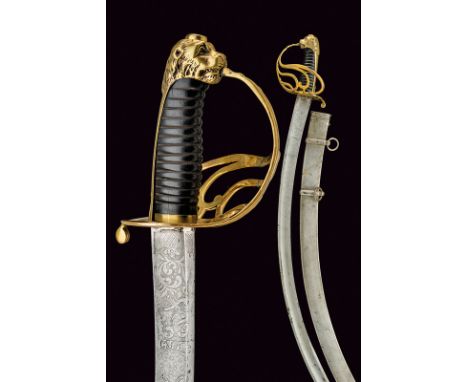 A rare Bersaglieri officers private sabre dating: mid-19th Century provenance: Piedmont Wide, curved, single-and false-edged 