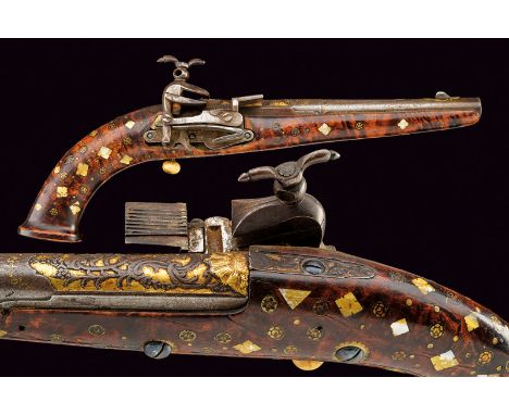 A composite flintlock pistol dating: second quarter of the 19th Century provenance: Turkey Reused, smooth, round, 13 mm cal. 