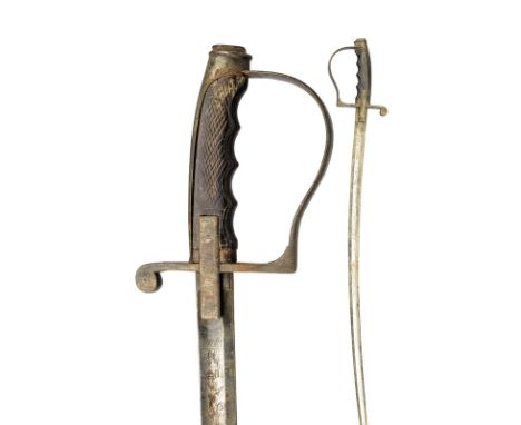 An 1855 model officers sabre dating: mid-19th Century provenance: Piedmont Blade with engravings, one-quillon hilt with lange