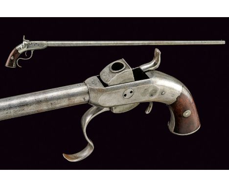 Perry Breechloading Single Shot Pistol with long barrel dating: third quarter of the 19th Century provenance: USA Very long, 