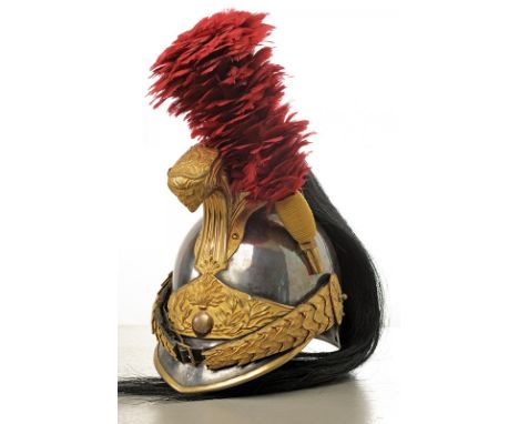 A dragoon officer's helmet dating: last quarter of the 19th Century provenance: France Silver-plated, metallic, non-ferrous s
