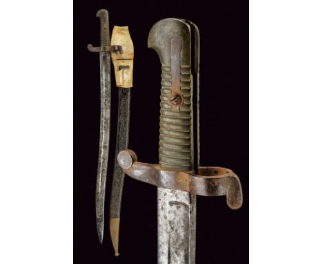 A "cacciatori" yatagan bayonet dating: third quarter of the 19th Century provenance: Kingdom of the Two Sicilies Marked "SD" 