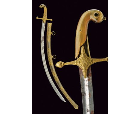 A rare oriental style generals sabre dating: first quarter of the 19th Century provenance: France Curved, single-and false-ed