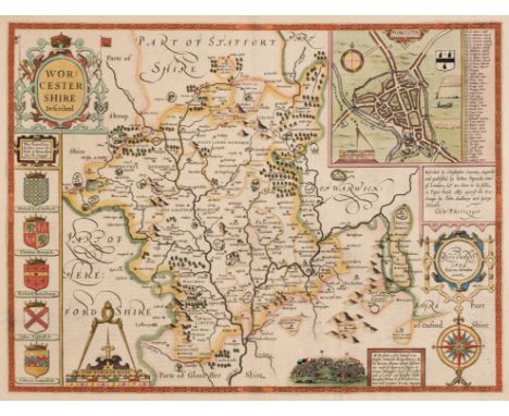 Worcestershire. Speed (John), Worcestershire Described, London: John Sudbury &amp; George Humble, [1616], hand-coloured engra
