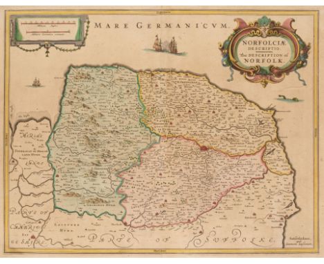 Norfolk &amp; Suffolk. Jansson (Jan), Norfolciae Descriptio. The Description of Norfolk, published Amsterdam, circa 1638, eng