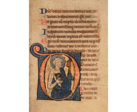 Illuminated Psalter. Manuscript Psalter with Calendar, Flanders or North-East France, late 13th century, 200 vellum leaves (i