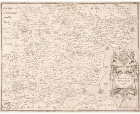 Essex. Saxton (Christopher &amp; William Web), Essexiae Comitat Nova vera ac absoluta descriptio Ano. Dni 1642, uncoloured en