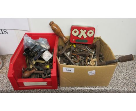 Collection of tools, piano keys etc 