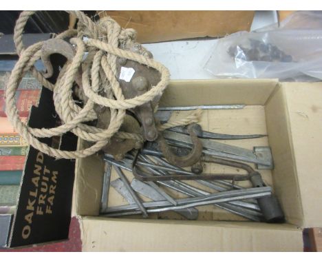 3 sheave vintage pulley &amp; lead working tools 