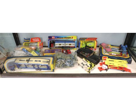 Collection of vintage toys to include Corgi together with a blacktin plate toy car 