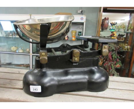 Cast iron set of scales and weights 