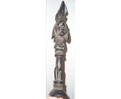 Tribal Art - African Yornba shango staff with Janus head